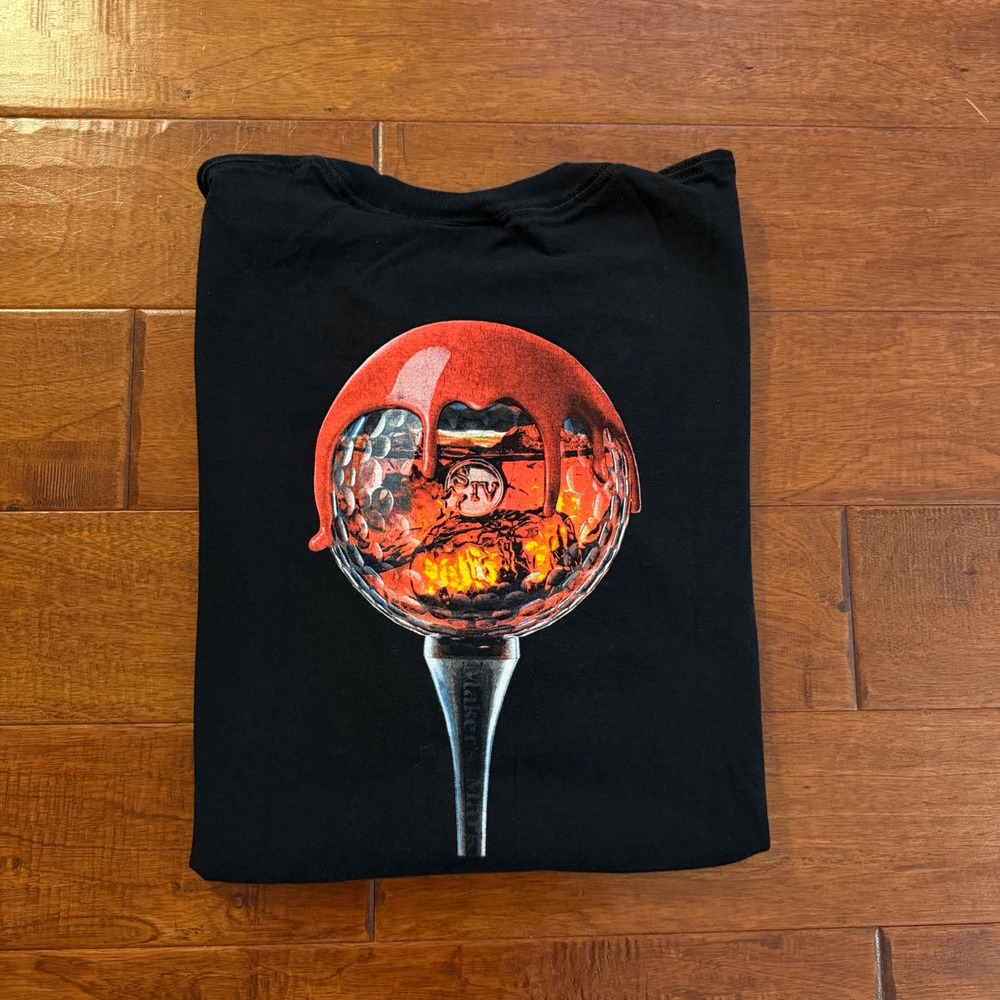 Vintage Maker's Mark Golf Graphic T-Shirt Mens 2XL Black Heavyweight Cotton Tee